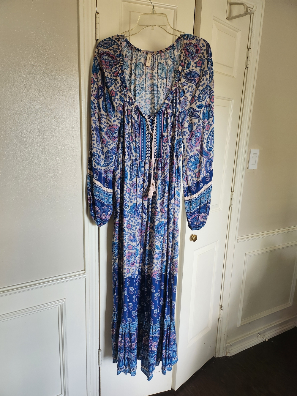 Spell Blue and White Paisley Maxi Dress